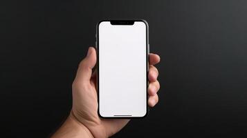 hand holding the white screen smartphone photo