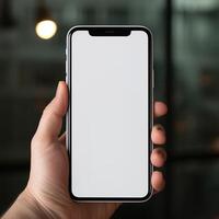 hand holding the white screen smartphone photo