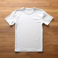 a t shirt on a wooden floor AI Generative photo