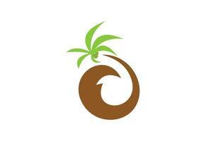 Modern tropical coconut logo design, Vector design template