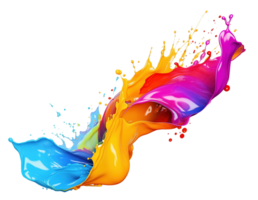 AI Generative. Colorful paint 3d splash. Isolated element on the transparent background. High quality Illustration. png