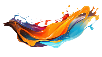 AI Generative. Colorful paint 3d splash. Isolated element on the transparent background. High quality Illustration. png