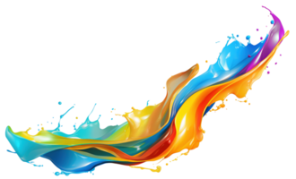 AI Generative. Colorful paint 3d splash. Isolated element on the transparent background. High quality Illustration. png