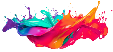 AI Generative. Colorful paint 3d splash. Isolated element on the transparent background. High quality Illustration. png