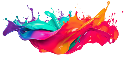 AI Generative. Colorful paint 3d splash. Isolated element on the transparent background. High quality Illustration. png