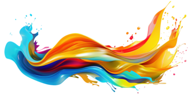 AI Generative. Colorful paint 3d splash. Isolated element on the transparent background. High quality Illustration. png