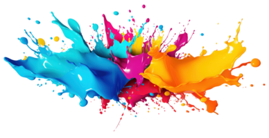 AI Generative. Colorful paint 3d splash. Isolated element on the transparent background. High quality Illustration. png