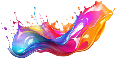 AI Generative. Colorful paint 3d splash. Isolated element on the transparent background. High quality Illustration. png