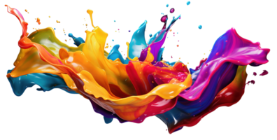 AI Generative. Colorful paint splash. Isolated design element. multicolors paint splashing explosion in the air. Splash of colors paint in the air, multicolors paint splashing explosion in the air png