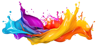 AI Generative. Colorful paint 3d splash. Isolated element on the transparent background. High quality Illustration. png