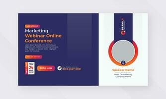 Live webinar online marketing business conference web banner and cover template design vector