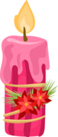 Christmas candle cartoon style on transparent background. png