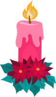 Christmas candle cartoon style on transparent background. png