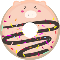 cerdo rosquilla kawaii dibujos animados. dulce para niños en transparente antecedentes. png