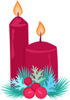 Christmas candle cartoon style on transparent background. png