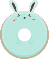 conejito rosquilla kawaii dibujos animados. dulce para niños en transparente antecedentes. png