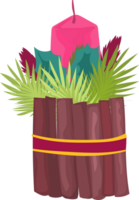 Christmas candle cartoon style on transparent background. png