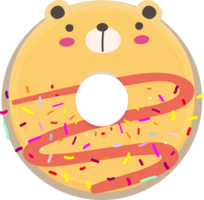 Bear donut kawaii cartoon. Sweet for kids on transparent background. png