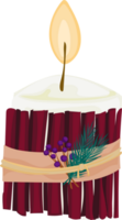 Christmas candle cartoon style on transparent background. png