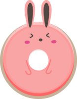 conejito rosquilla kawaii dibujos animados. dulce para niños en transparente antecedentes. png