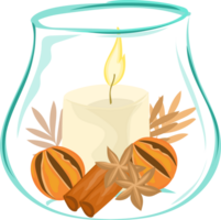 Christmas candle cartoon style on transparent background. png