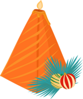 Christmas candle cartoon style on transparent background. png