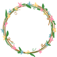 Isolated circle flowers frame illustration png