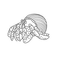 mano dibujado dibujos animados vector ilustración linda ermitaño cangrejo icono aislado en blanco antecedentes