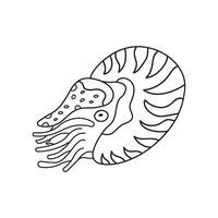 mano dibujado dibujos animados vector ilustración nautilo icono aislado en blanco antecedentes