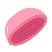 Pink mochi cake isolated. Vector Japanese traditional mochi dessert in slice