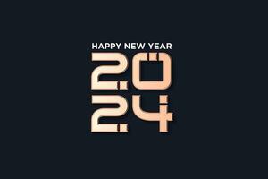 2024 new year logo design with gold colored 3d numbers vector