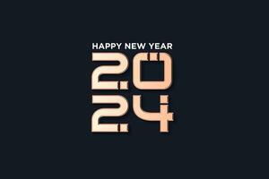 2024 new year logo design with gold colored 3d numbers vector