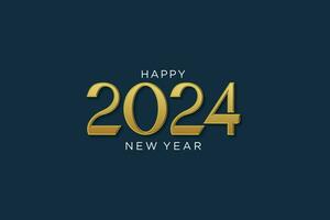 2024 logo design, new year greeting. with fancy gold colored 3d numbers vector