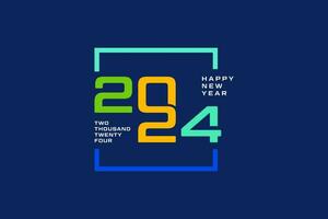 2024 new year logo design, with connected colorful numbers and square frame vector