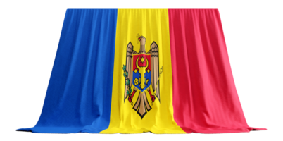 Moldova Flag Curtain in 3D Rendering Celebrating Moldova's Rich Heritage png