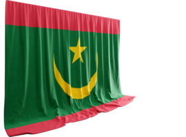 Mauritania Flag Curtain in 3D Rendering Celebrating Mauritania's Resilience png