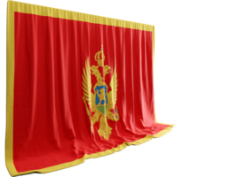 Montenegro bandeira cortina dentro 3d Renderização exibindo Montenegro cultural diversidade png