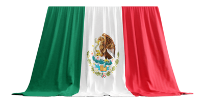 México bandeira cortina dentro 3d Renderização abraçando do méxico cultural riqueza png