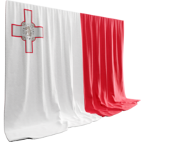 Malta bandeira cortina dentro 3d Renderização exibindo de malta natural beleza png