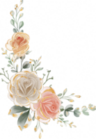 des roses arrangement avec une d'or scintillait aquarelle illustration png