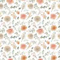 Roses Seamless Pattern with a Golden Sparkle watercolor illustration png