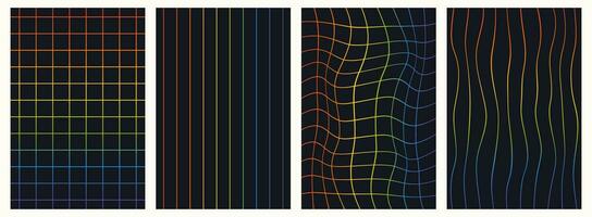 Set of rainbow colored grid backgrounds. vector