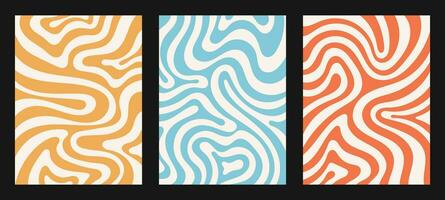 Abstract backgrounds in retro groovy style. vector