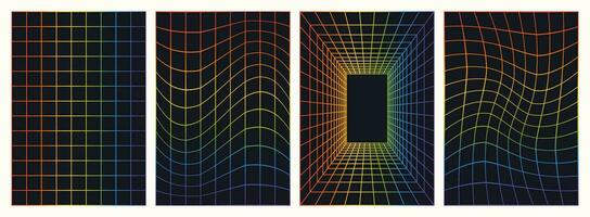 Set of rainbow colored grid backgrounds. vector