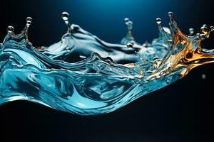 Close up water drop splash macro photography isolated on a gradient background photo