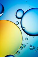 Abstract oil droplets on water surface background with empty space for text photo