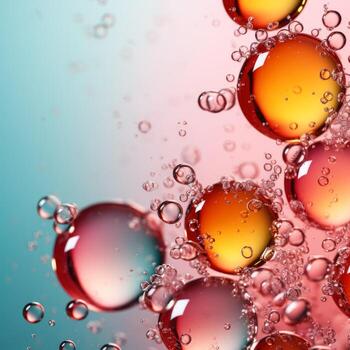Bubble pop in fizzy soda dynamic background with empty space for text photo