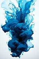 Ink splash creating an artistic pattern in water isolated on a white background photo