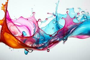 Captivating soap bubble burst and liquid splash isolated on a white background photo