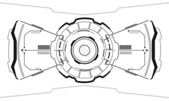 HUD sci-fi interface screen view grey geometric on white design virtual reality futuristic technology creative display vector